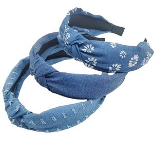 010. Denim Distressed & Daisy Headbands